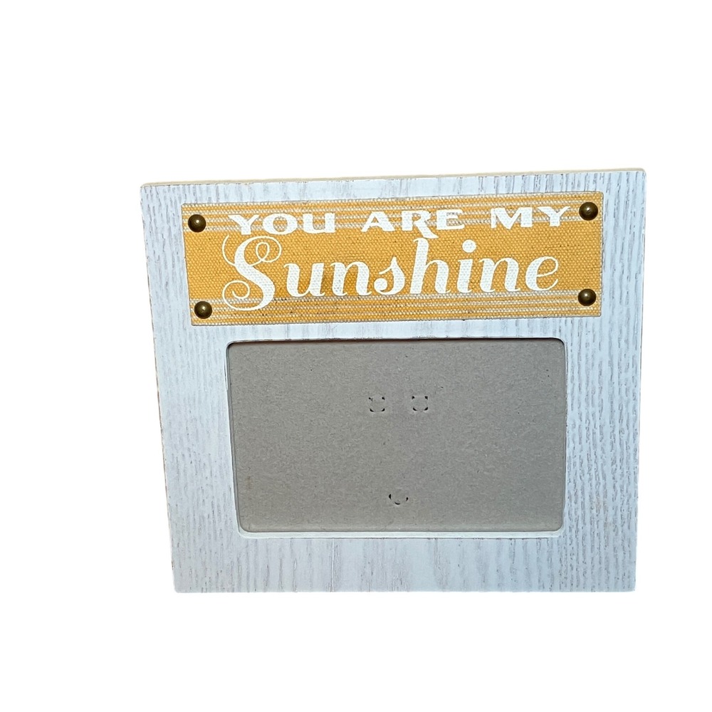 You Are My Sunshine Wood Picture Frame 4x6 Whitewash Yellow Burlap Farmhouse